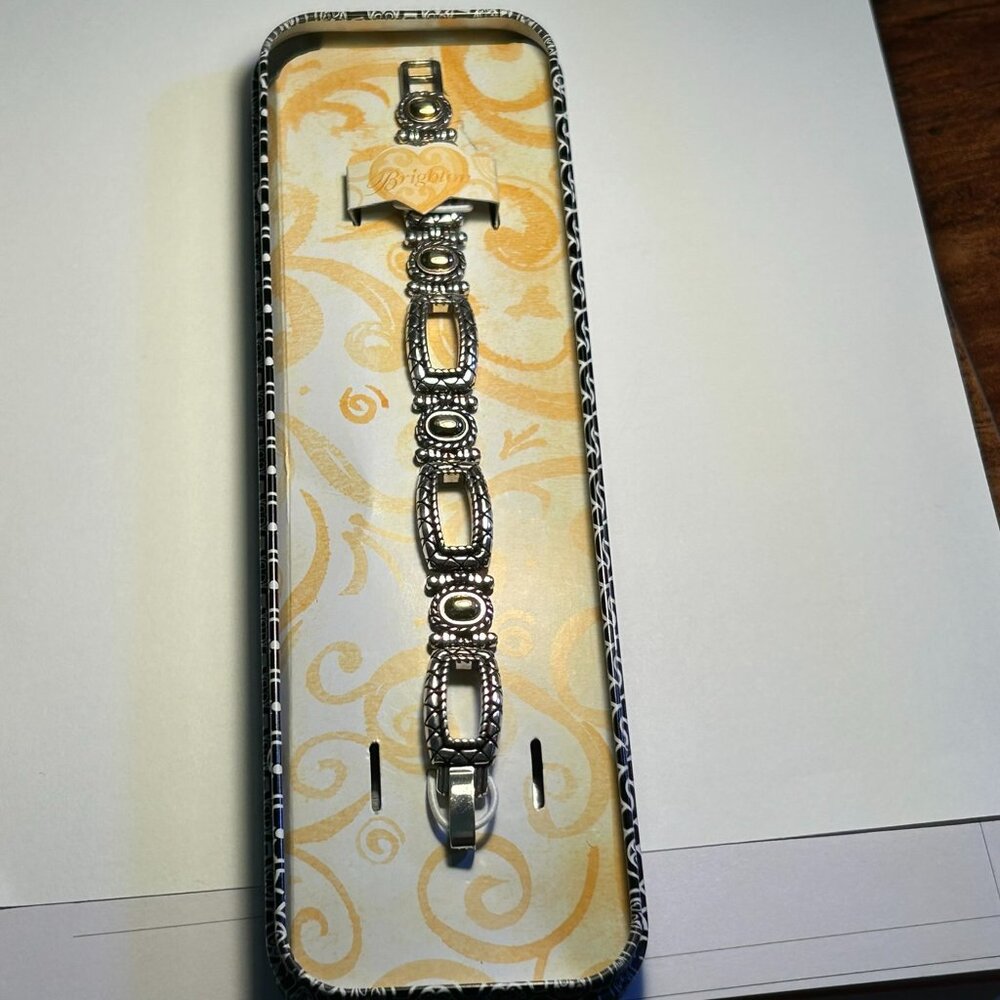 RARE! Brighton Silver/Goldtone Wide Oval Rectangle Link bracelet